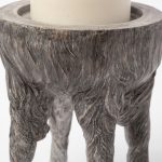 Pan Large Gray Ceramic Hoofed Table Candle Holder