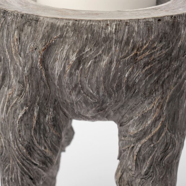 Pan Small Gray Ceramic Hoofed Table Candle Holder 3