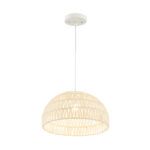 Farmhouse Rattan Pendant Light with Adjustable Rope Beige