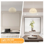 Farmhouse Rattan Pendant Light with Adjustable Rope Beige