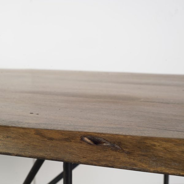 Papillion II 84.0L x 38.0W x 30.0H Rectangular Natural Wood Top WBlack Iron Base Dining Table 1