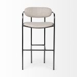 Parker 30" Seat Height Beige Fabric Seat Gun Metal Grey Metal Bar Stool