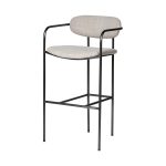 Parker 30" Seat Height Beige Fabric Seat Gun Metal Grey Metal Bar Stool