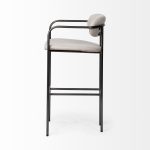 Parker 30" Seat Height Beige Fabric Seat Gun Metal Grey Metal Bar Stool