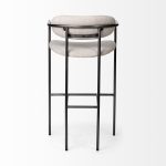 Parker 30" Seat Height Beige Fabric Seat Gun Metal Grey Metal Bar Stool
