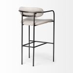 Parker 30" Seat Height Beige Fabric Seat Gun Metal Grey Metal Bar Stool