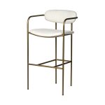 Parker 30" Seat Height Cream Fabric Seat Gold Metal Bar Stool