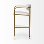 Parker 30" Seat Height Cream Fabric Seat Gold Metal Bar Stool