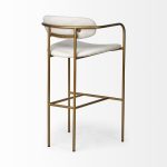 Parker 30" Seat Height Cream Fabric Seat Gold Metal Bar Stool