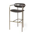 Parker Brown Faux Leather Seat Gold Metal Bar Stool