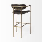 Parker Brown Faux Leather Seat Gold Metal Bar Stool