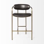 Parker Brown Faux Leather Seat Gold Metal Counter Stool