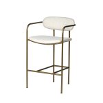 Parker Cream Fabric Seat Gold Metal Counter Stool