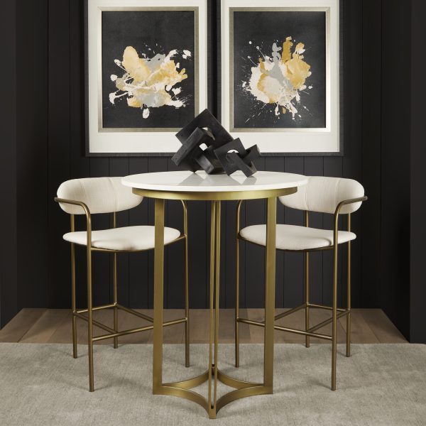 Parker Cream Fabric Seat Gold Metal Counter Stool 2
