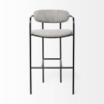 Parker Gray Fabric Seat Black Metal Bar Stool