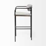 Parker Gray Fabric Seat Black Metal Bar Stool