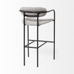 Parker Gray Fabric Seat Black Metal Bar Stool
