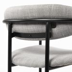 Parker Gray Fabric Seat Black Metal Bar Stool