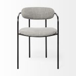 Parker Gray Fabric Seat Black Metal Dining Chair
