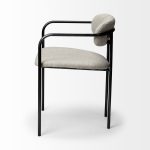 Parker I Beige Fabric Seat Gun Metal Gray Metal Frame Dining Chair