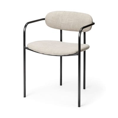 Parker I Beige Fabric Seat Gun Metal Gray Metal Frame Dining Chair