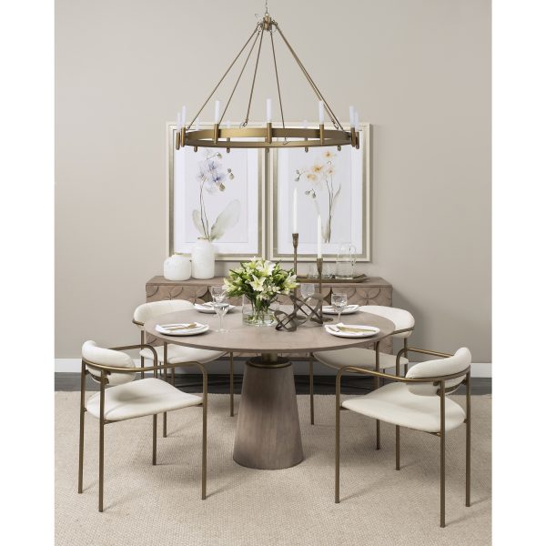 Parker I Cream Fabric Seat Gold Metal Frame Dining Chair 2