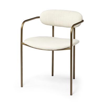 Parker I Cream Fabric Seat Gold Metal Frame Dining Chair