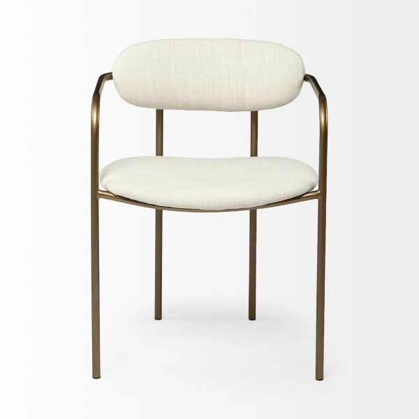 Parker I Cream Fabric Seat Gold Metal Frame Dining Chair 5