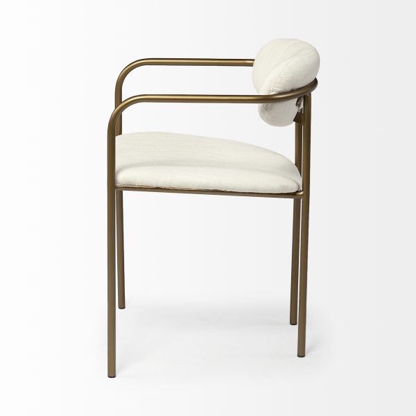 Parker I Cream Fabric Seat Gold Metal Frame Dining Chair 6