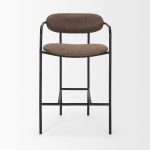 Parker Muted Brown Faux Leather w/ Black Metal Counter Stool