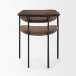 Parker Muted Brown Faux Leather w/ Black Metal Dining Chair