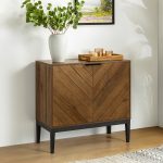 Paschall Walnut 2-Door Herringbone Accent Storage Cabinet 6 Paschall Walnut 2-Door Herringbone Accent Storage Cabinet