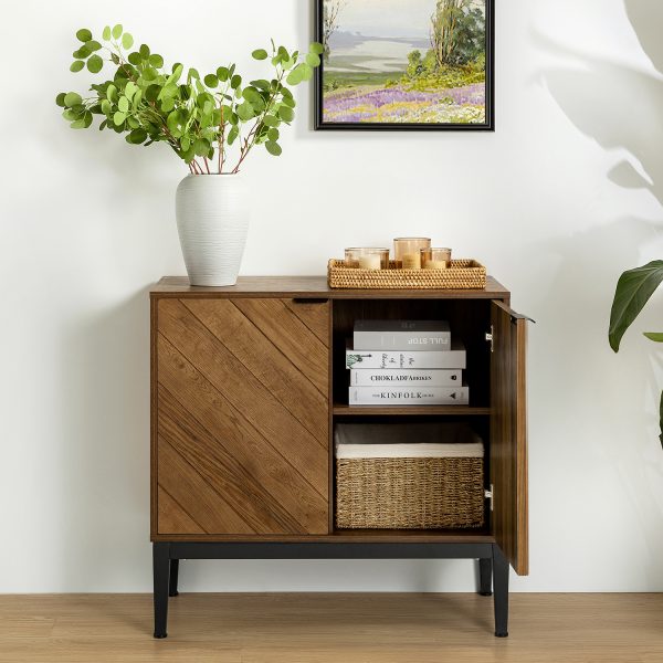 Paschall Walnut 2 Door Herringbone Accent Storage Cabinet 2