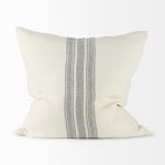 Patrice 22 x 22 Cream With Gray Stripes Decorative Pillow Cover