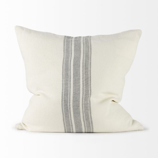 Patrice 22 x 22 Cream With Gray Stripes Decorative Pillow Cover 2