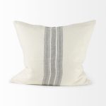 Patrice 22 x 22 Cream With Gray Stripes Decorative Pillow Cover