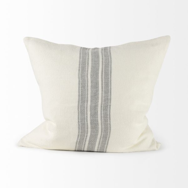 Patrice 22 x 22 Cream With Gray Stripes Decorative Pillow Cover 4
