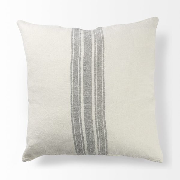 Patrice 22 x 22 Cream With Gray Stripes Decorative Pillow Cover 5