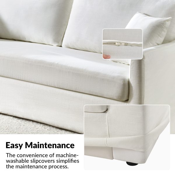 Patrice White Slipcovered Sofa with Storage and Washable Covers 2