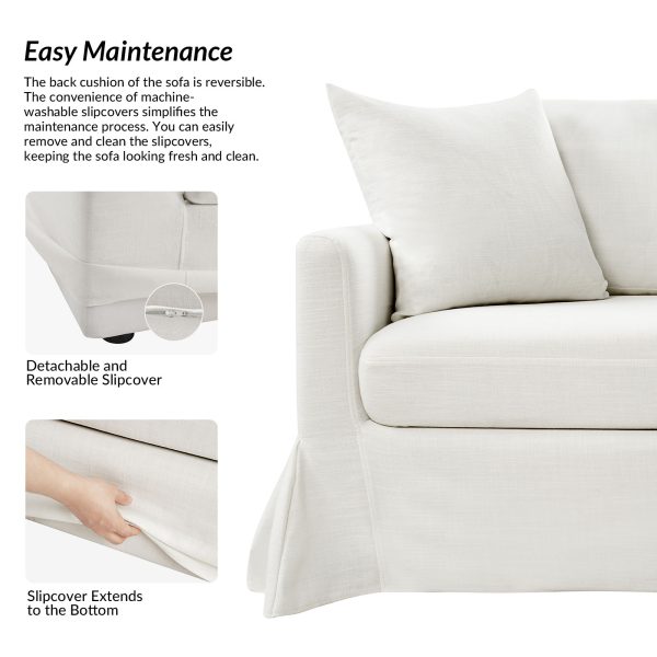 Patrice White Slipcovered Sofa with Storage and Washable Covers 3