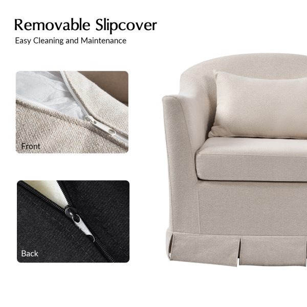 Patricia Linen Swivel Armchair with Removable Slipcover 3