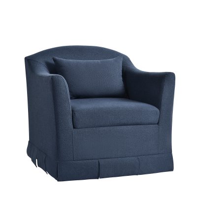Patricia Navy Slipcovered Swivel Armchair