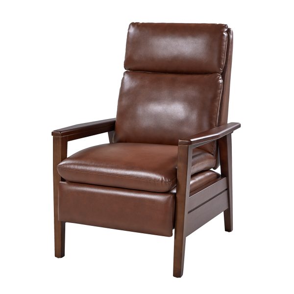 Patrick Brown Vegan Leather Solid Wood Mid Century Manual Recliner 1