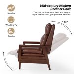 Patrick Brown Vegan Leather Solid Wood Mid-Century Manual Recliner