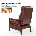 Patrick Brown Vegan Leather Solid Wood Mid-Century Manual Recliner