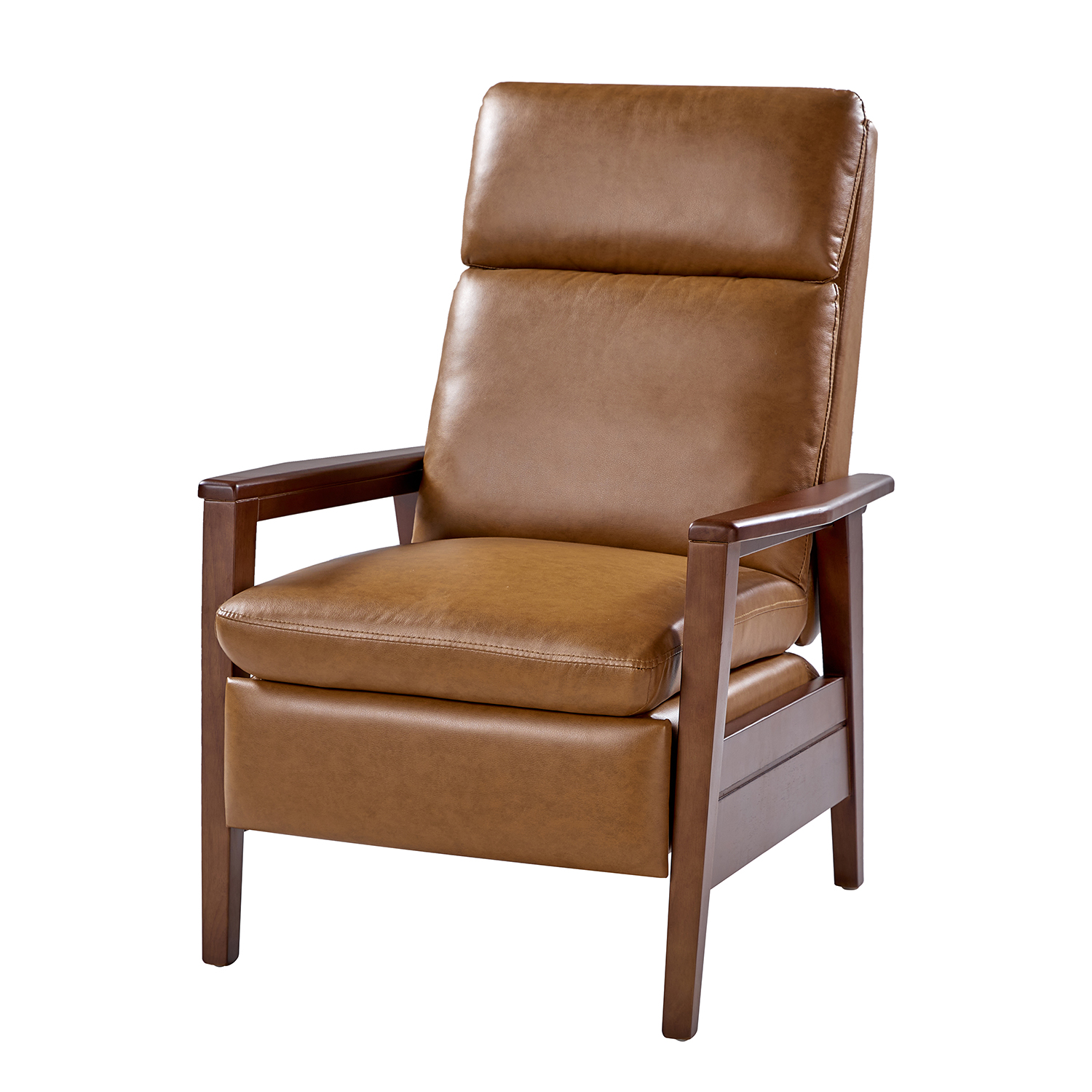 Patrick Camel Vegan Leather Mid-Century Modern Manual Recliner 2 Patrick Camel Vegan Leather Mid-Century Modern Manual Recliner - Image 2