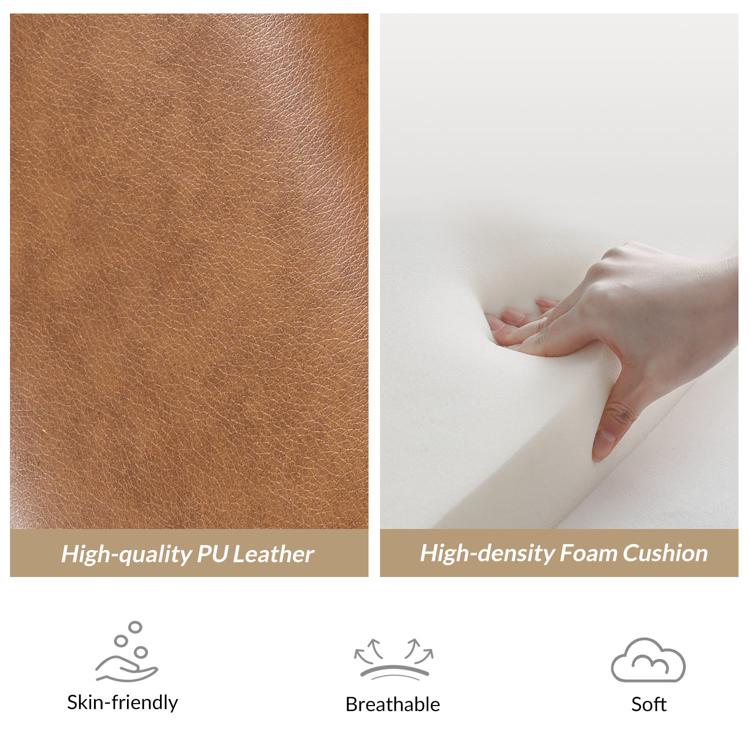 Patrick Camel Vegan Leather Mid-Century Modern Manual Recliner 4 Patrick Camel Vegan Leather Mid-Century Modern Manual Recliner - Image 4