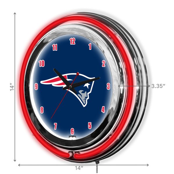Patriots 14 Neon Chrome Clock NFL Licensed New Collection 3