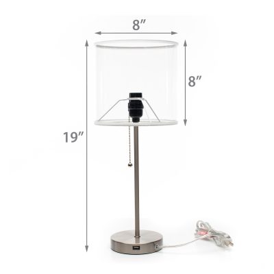 Patriots Chrome USB Charging Lamp with Changeable Shade Insert