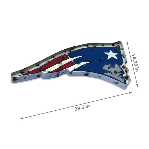 Patriots Lighted Recycled Metal Logo Sign NFL Officially Licensed 3